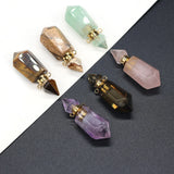 Natural Stone Perfume Bottle Pendant Amethysts Tiger Eyes Ston Jewelry DIY