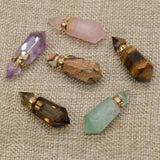 Hexagon Picture Stone Tiger Eye Amethyst Perfume Bottle Pendant