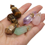 Hexagon Picture Stone Tiger Eye Amethyst Perfume Bottle Pendant