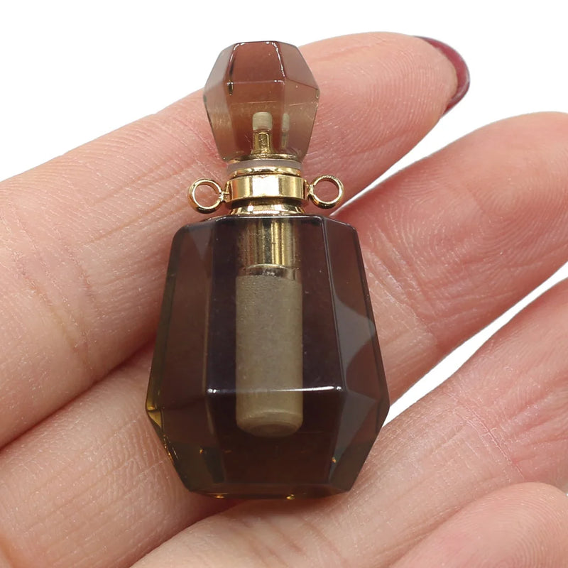Natural Stone Perfume Bottle Pendant Charms for Jewelry Making DIY Necklace
