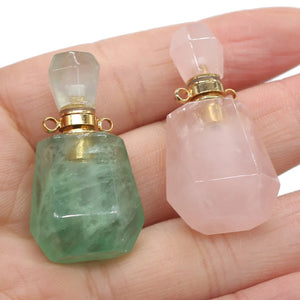 Natural Stone Perfume Bottle Pendant Charms for Jewelry Making DIY Necklace