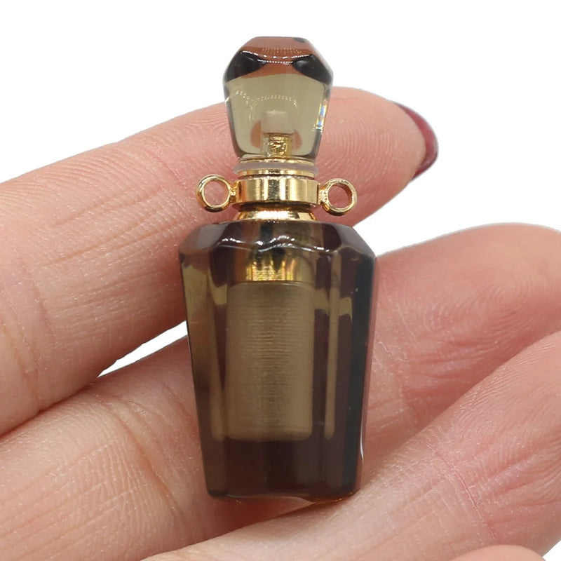 Natural Stone Perfume Bottle Pendant Semi-precious Charms 17x35mm