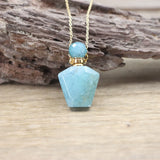 Natural Stone Perfume Bottle Pendant Chain Crystal Jade Labradorite Charm