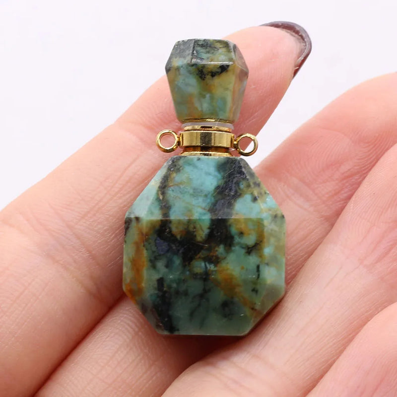 Faceted Turquoise Vial Perfume Bottle Pendant for Jewelry Making