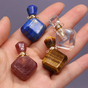 Natural Stone Perfume Bottle Pendant Lapis Lazuli Crystal Vial