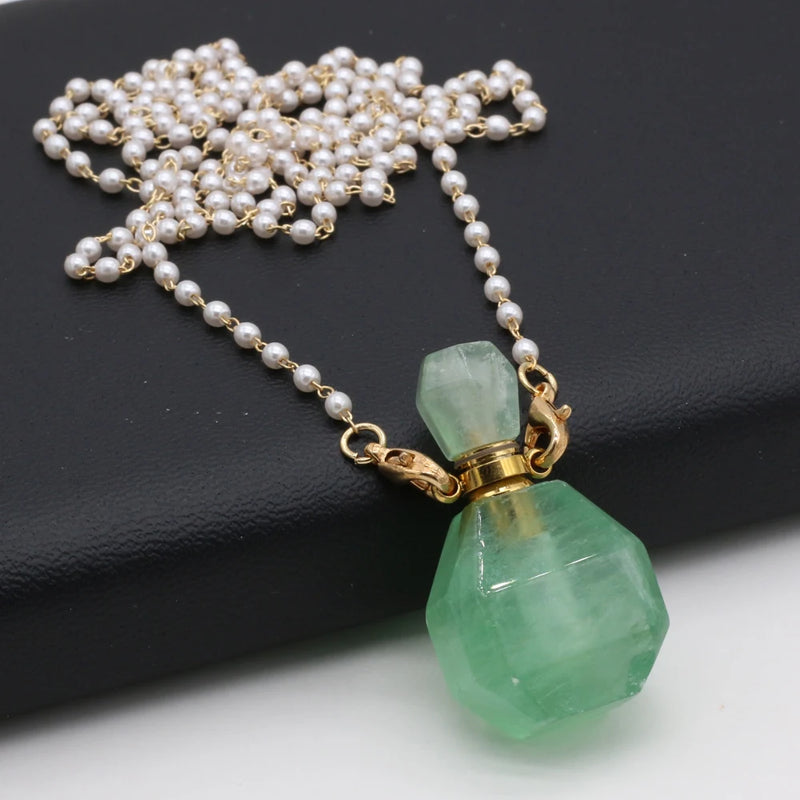 Stone Perfume Bottle Pendants Mix + Free Chains