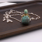 Stone Perfume Bottle Pendants Mix + Free Chains