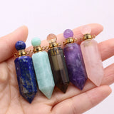 Natural Stone Perfume Bottle Rhombus Pendant for Jewelry Making