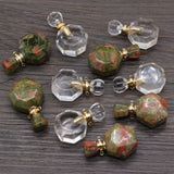 Stone Perfume Bottle Unakite Clear Quartz Pendant DIY Necklace Gift