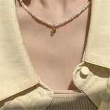 Natural Stone Peridot Freshwater Pearl Women Necklace S925 Silver Jewelry