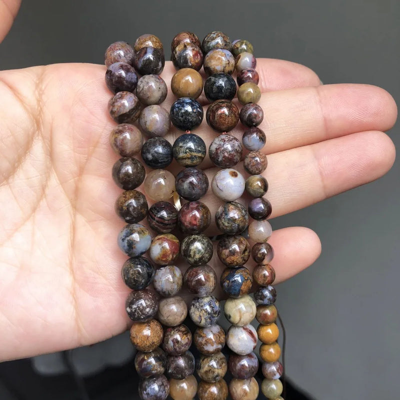 Natural Stone Pietersite Round Spacer Beads 7.5'' Pick Size 6 8 10 12mm