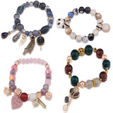 Pink Beaded Bracelet Natural Stone Adjustable Jewelry