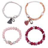 Pink Beaded Bracelet Natural Stone Adjustable Jewelry