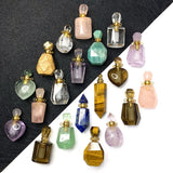 Natural Stone Pink Crystal Perfume Bottle Pendant Aromatherapy Necklace