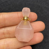 Natural Stone Pink Crystal Perfume Bottle Pendant Aromatherapy Necklace