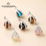 Pink Quartz Malachite Bead Dragon Claw Wraps Alloy Pendants Charms