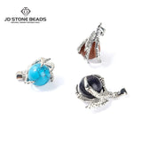 Pink Quartz Malachite Bead Dragon Claw Wraps Alloy Pendants Charms