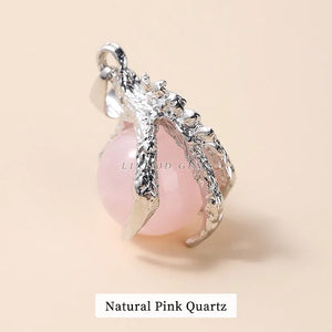 Pink Quartz Malachite Bead Dragon Claw Wraps Alloy Pendants Charms
