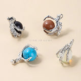 Pink Quartz Malachite Bead Dragon Claw Wraps Alloy Pendants Charms