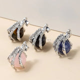 Pink Quartz Malachite Bead Dragon Claw Wraps Alloy Pendants Charms