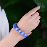 Pink Cat Eye Beaded Bracelet 14MM Elastic Rope Charms Women Men