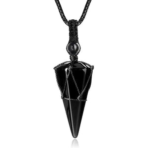 Natural Stone Pointed Pendant Necklace