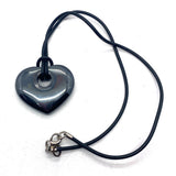 Hematite Love Heart Pendant Necklace 30X35mm Rainbow Stone Jewelry