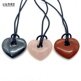 Hematite Love Heart Pendant Necklace 30X35mm Rainbow Stone Jewelry