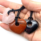 Hematite Love Heart Pendant Necklace 30X35mm Rainbow Stone Jewelry