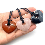Hematite Love Heart Pendant Necklace 30X35mm Rainbow Stone Jewelry