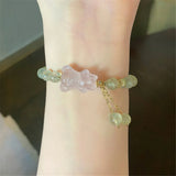 Prehnite Beads Charm Bracelet Pink Quartz Fairy Style Romantic Jewelry