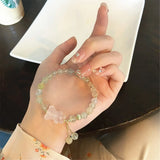 Prehnite Beads Charm Bracelet Pink Quartz Fairy Style Romantic Jewelry