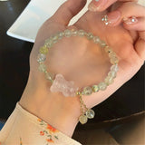 Prehnite Beads Charm Bracelet Pink Quartz Fairy Style Romantic Jewelry