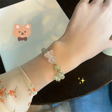 Prehnite Beads Charm Bracelet Pink Quartz Fairy Style Romantic Jewelry