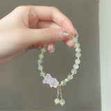 Prehnite Beads Charm Bracelet Pink Quartz Fairy Style Romantic Jewelry