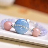 Purple Agate Bracelets Round Beads Bangles Women Men Jewelry