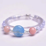Purple Agate Bracelets Round Beads Bangles Women Men Jewelry