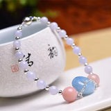 Purple Agate Bracelets Round Beads Bangles Women Men Jewelry
