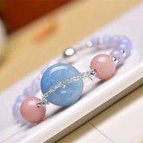 Purple Agate Bracelets Round Beads Bangles Women Men Jewelry