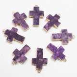 Purple Agate Druzy Cross Necklace Pendant Unisex DIY Jewelry Gift