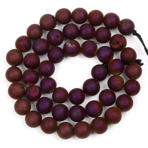 Purple Druzy Agate Beads 6-12MM Round Spacer for Jewelry Making