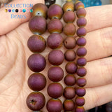 Purple Druzy Agate Beads 6-12MM Round Spacer for Jewelry Making