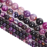 Purple Veins Agate Round Loose Beads For Jewelry Making 4-12MM