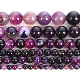 Purple Veins Agate Round Loose Beads For Jewelry Making 4-12MM