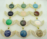 8PC Natural Stone Quartz Crystal Opal Aventurine Pendant for Jewelry Making
