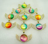 8PC Natural Stone Quartz Crystal Opal Aventurine Pendant for Jewelry Making