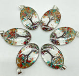 7 Chakra Resin Reiki Healing Tree Pendant Charms - DIY Jewelry Making - 10pcs