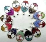7 Chakra Resin Reiki Healing Tree Pendant Charms - DIY Jewelry Making - 10pcs