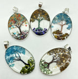 7 Chakra Resin Reiki Healing Tree Pendant Charms - DIY Jewelry Making - 10pcs