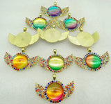 Natural Stone Quartz Crystal 8PCwholesale Round Pendant Diy Jewelry